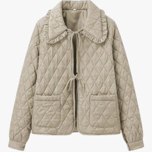 Quilted Tan Jacket for Women (L)